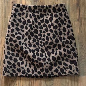 Ann Taylor Leopard Print Wool Mini Skirt